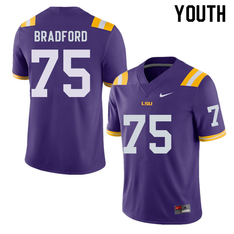 Youth #75 Anthony Bradford LSU Tigers College Football Jerseys Sale-Purple - Click Image to Close